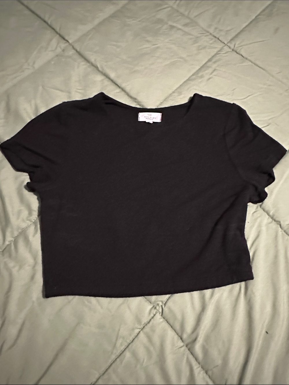 Black Cropped Tee - Minimal Crew Neck